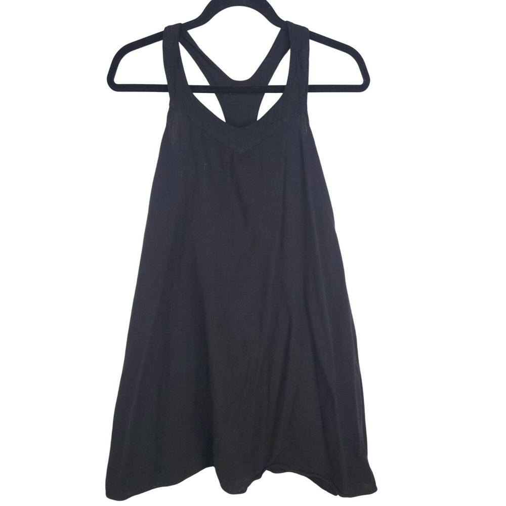 Giocam Women's Black Cotton Dress Size L Sleeveless Racerback Tunic Made in Peru